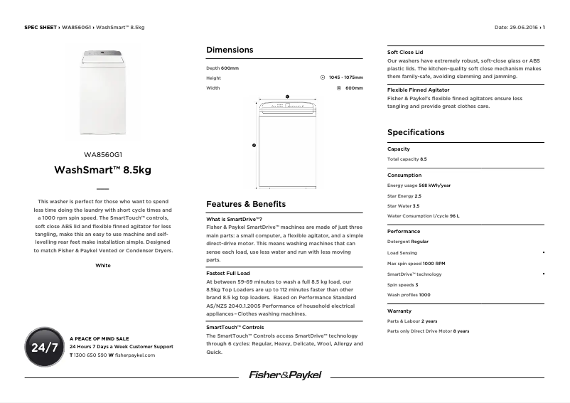 Image de la première page du manuel de l'appareil WA8560G1