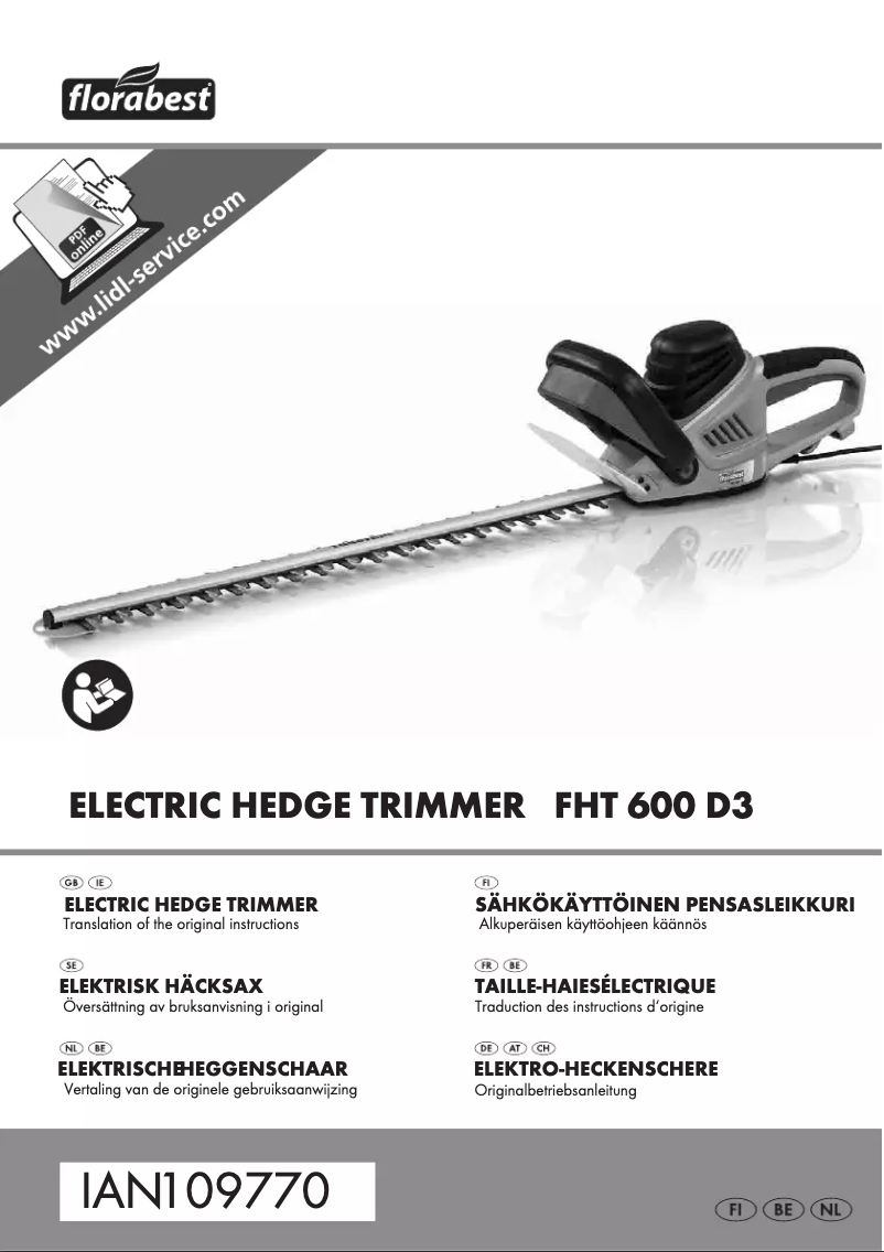 Page 1 de la notice Manuel utilisateur Florabest FHT 600 D3