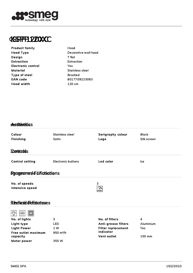 Page 1 de la notice Brochure Smeg KSPP120XC