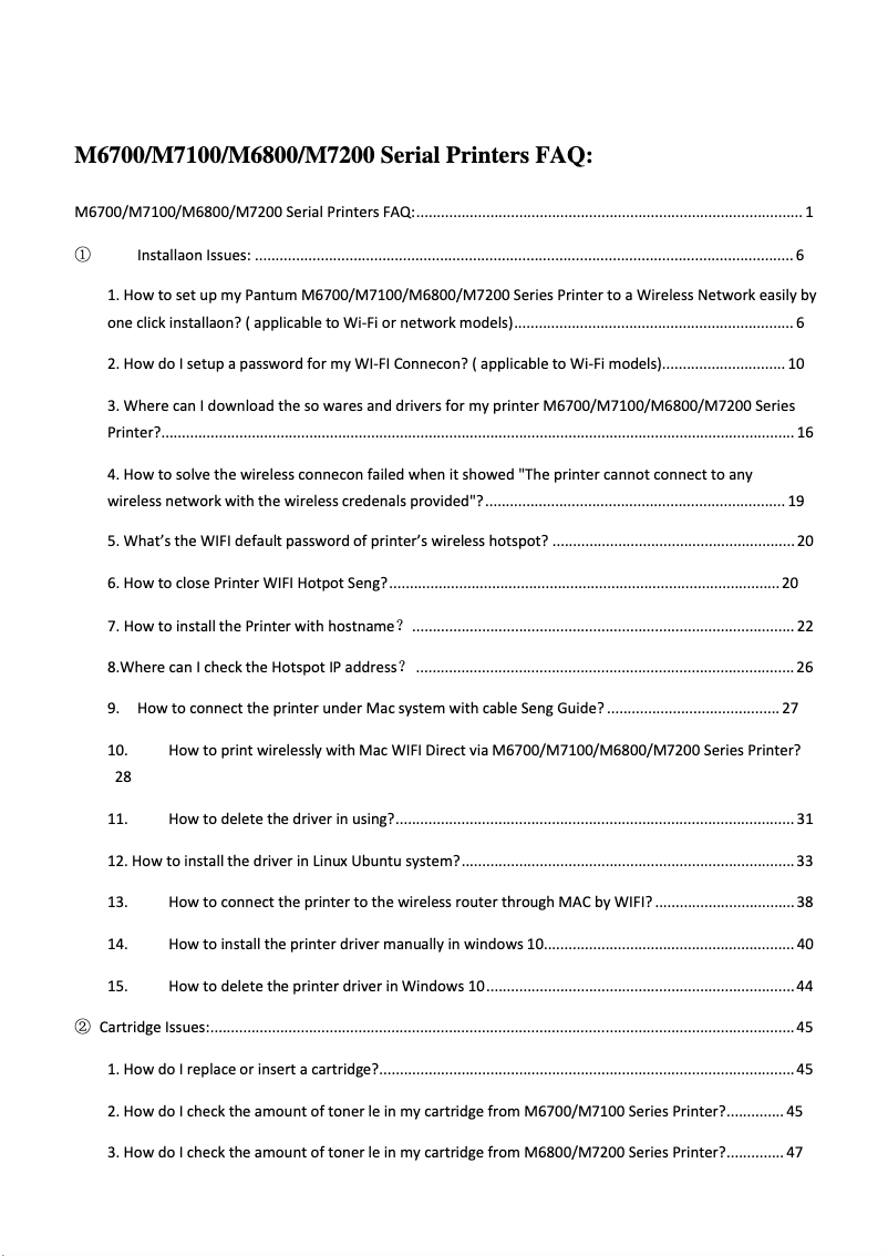 Page n°1 - FAQ Pantum M7200FDW