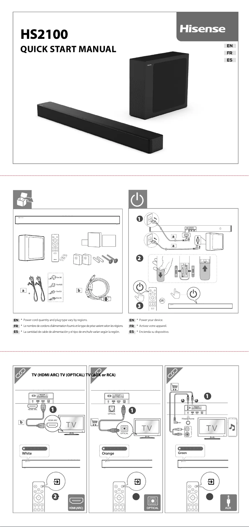 Page 1 de la notice Guide de démarrage rapide Hisense MH6TL4TB
