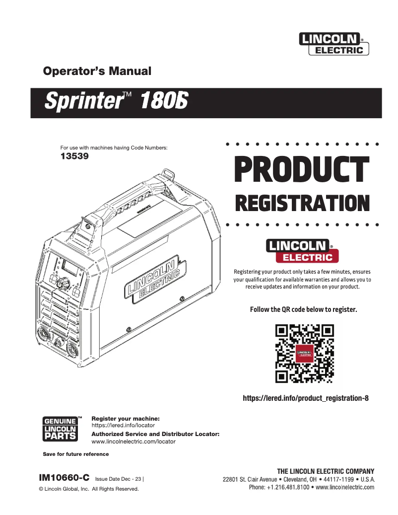 Imagen de la primera página del manual del dispositivo Sprinter 180SI