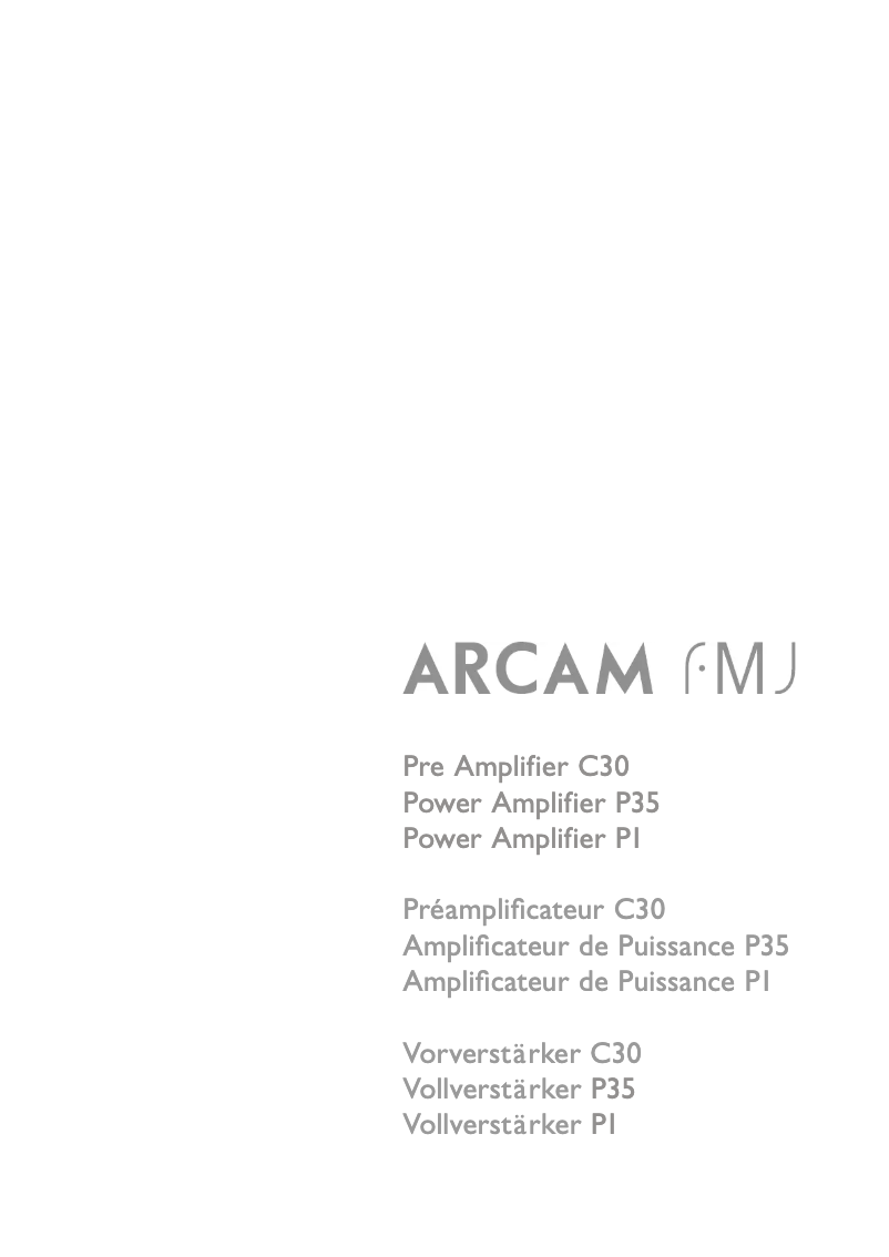 Page 1 of the manual User Manual Arcam P1