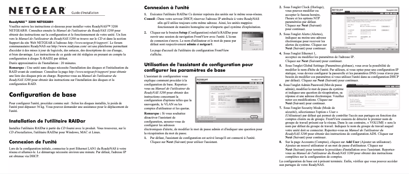 Page 1 de la notice Guide d'installation Netgear ReadyNAS R12P