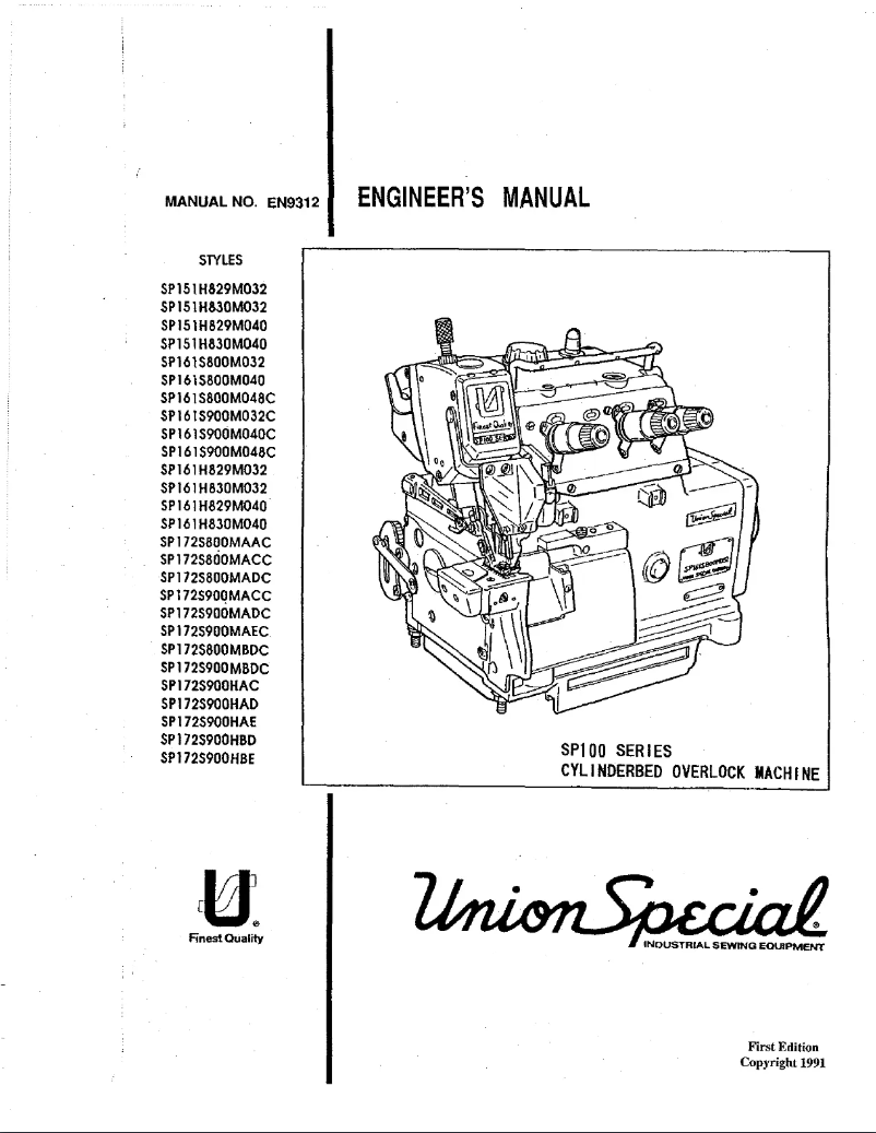 Page 1 de la notice Manuel utilisateur Union Special SP161H830M040