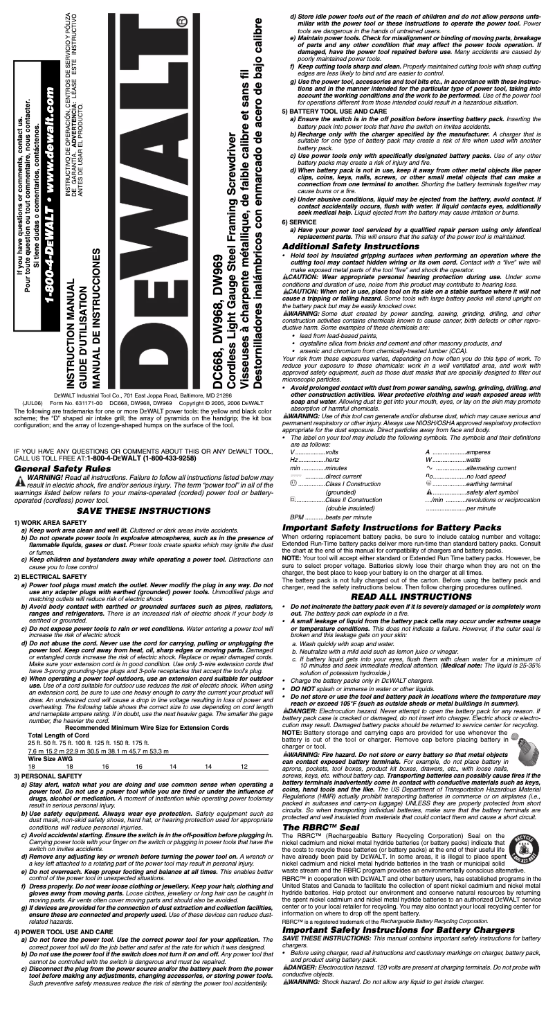 Image de la première page du manuel de l'appareil DW969