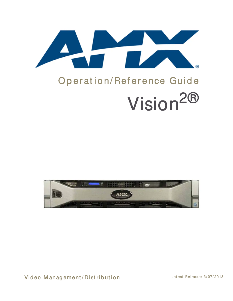 Page 1 de la notice Manuel utilisateur AMX Vision² Master 24TB
