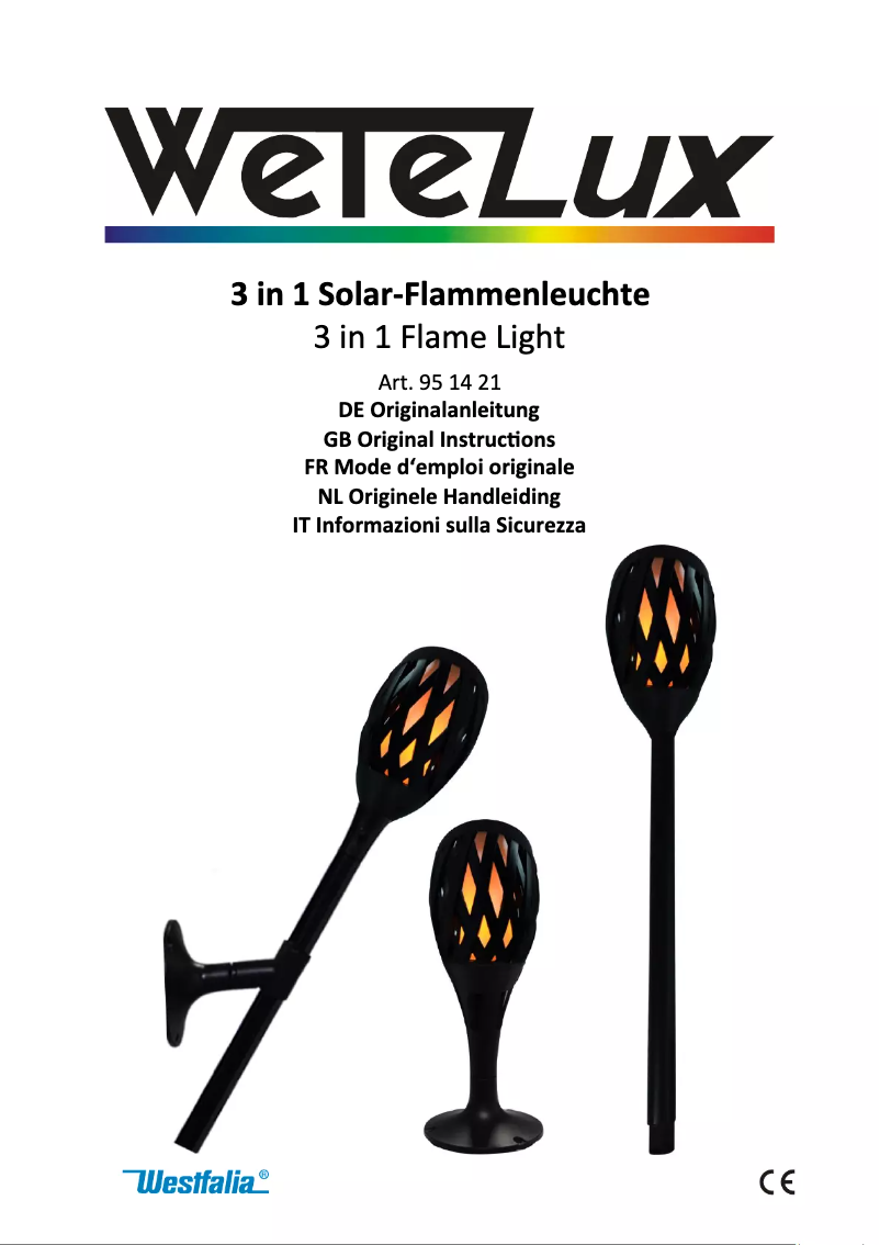 Page n°1 - Manuel utilisateur Wetelux 951421