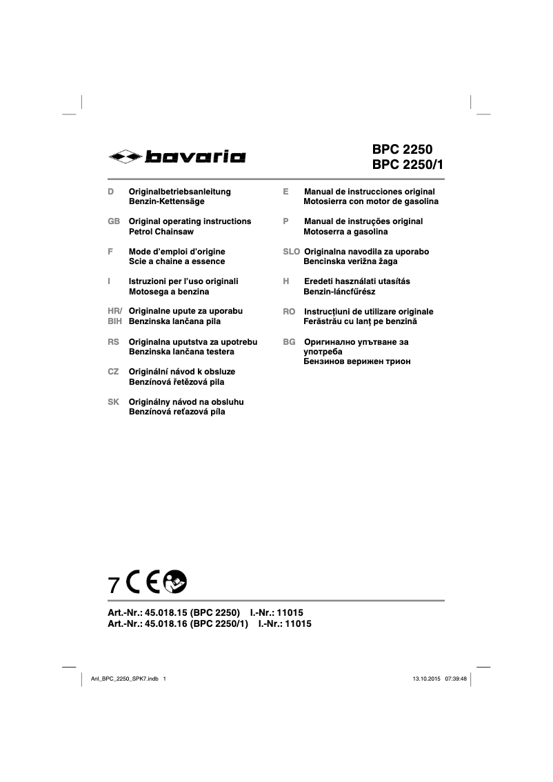 Image de la première page du manuel de l'appareil BPC 2250/1