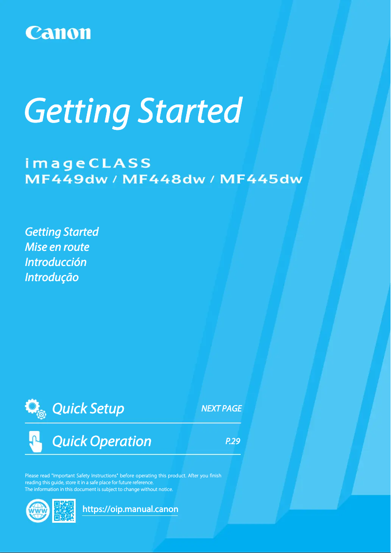 Image de la première page du manuel de l'appareil imageCLASS MF448dw