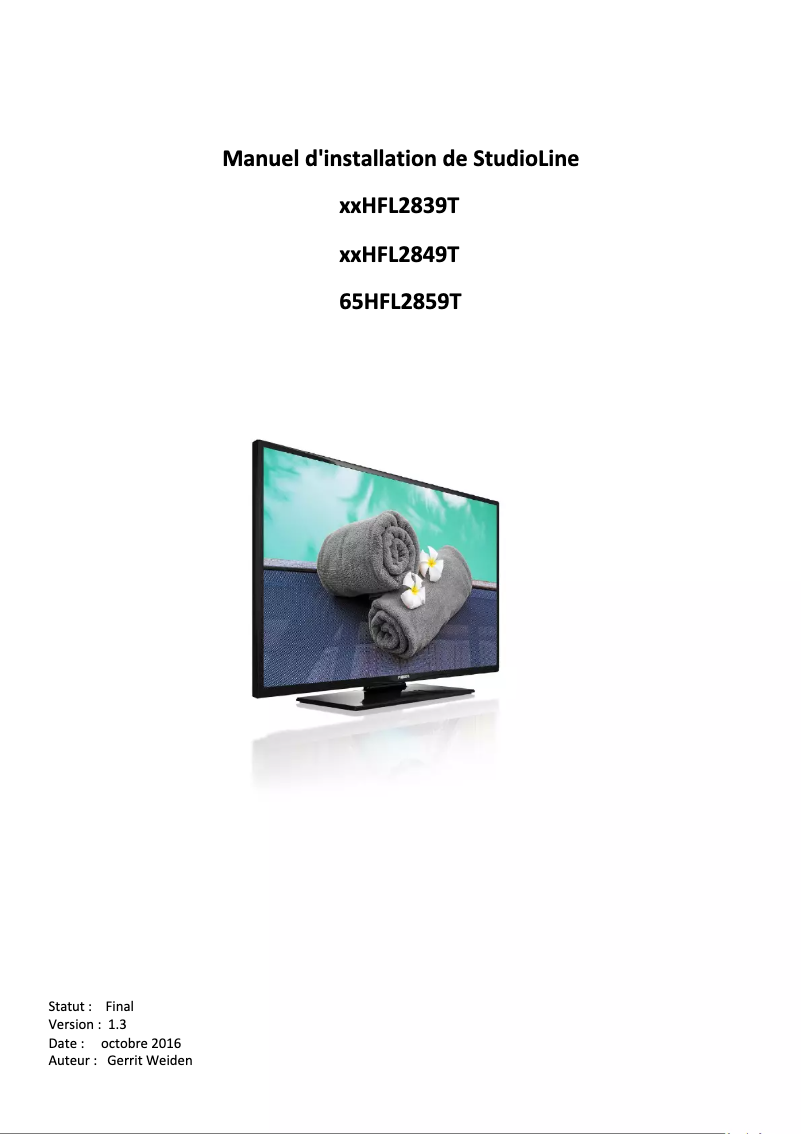 Page n°1 - Guide d'installation Philips 49HFL2849T