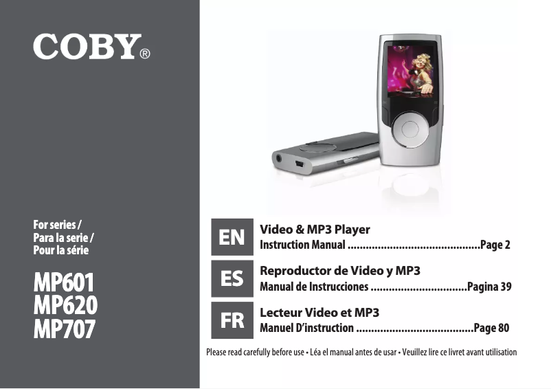 Page 1 de la notice Manuel utilisateur Coby MP707