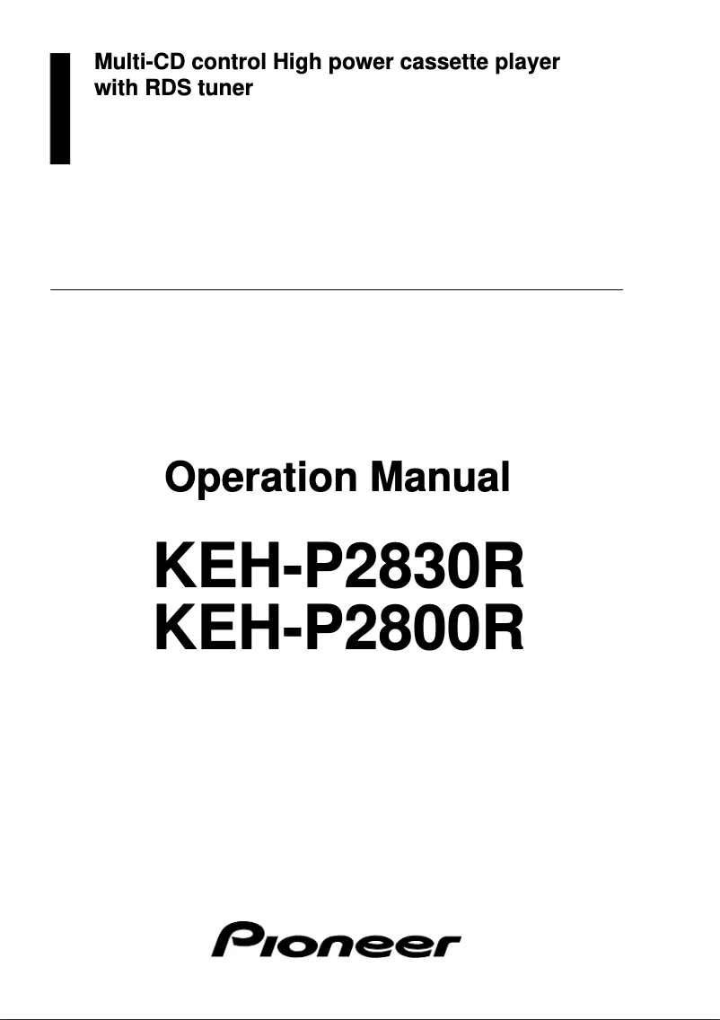 Page 1 de la notice Manuel utilisateur Pioneer KEH-P2830R