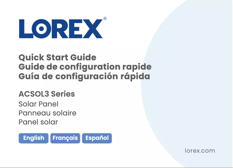 Page 1 de la notice Manuel utilisateur Lorex ACSOL3-E