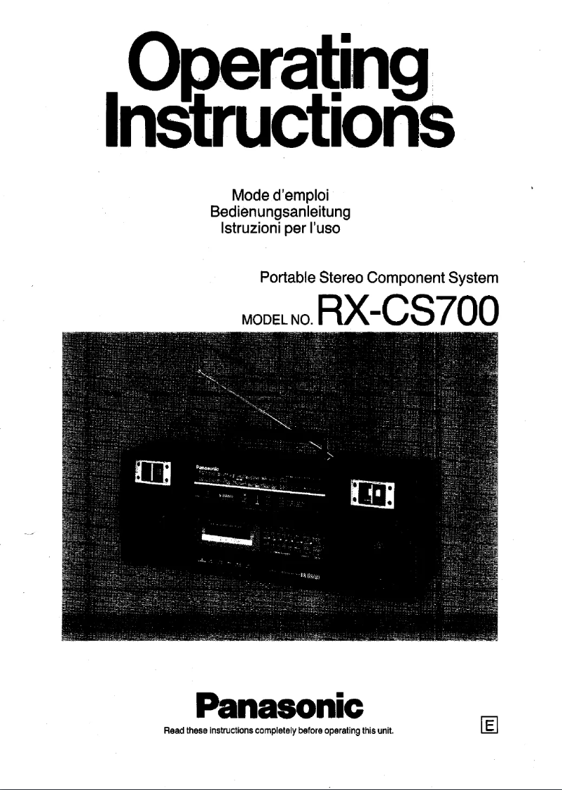 Page n°1 - Manuel utilisateur Panasonic RX-CS700