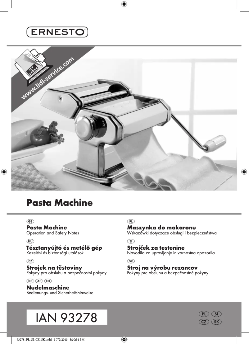 Image de la première page du manuel de l'appareil IAN 93278