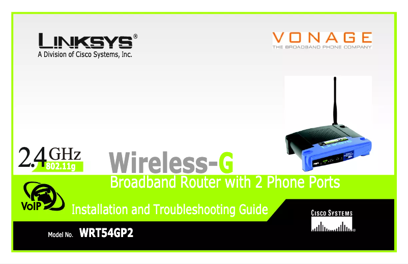 Page n°1 - Manuel utilisateur Linksys WRT54GP2A