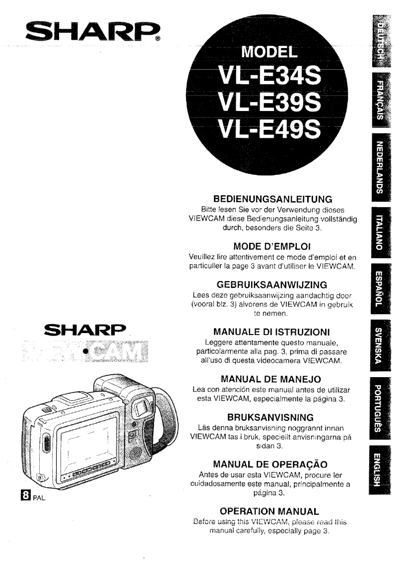 Page n°1 - Manuel utilisateur Sharp VL-E34S