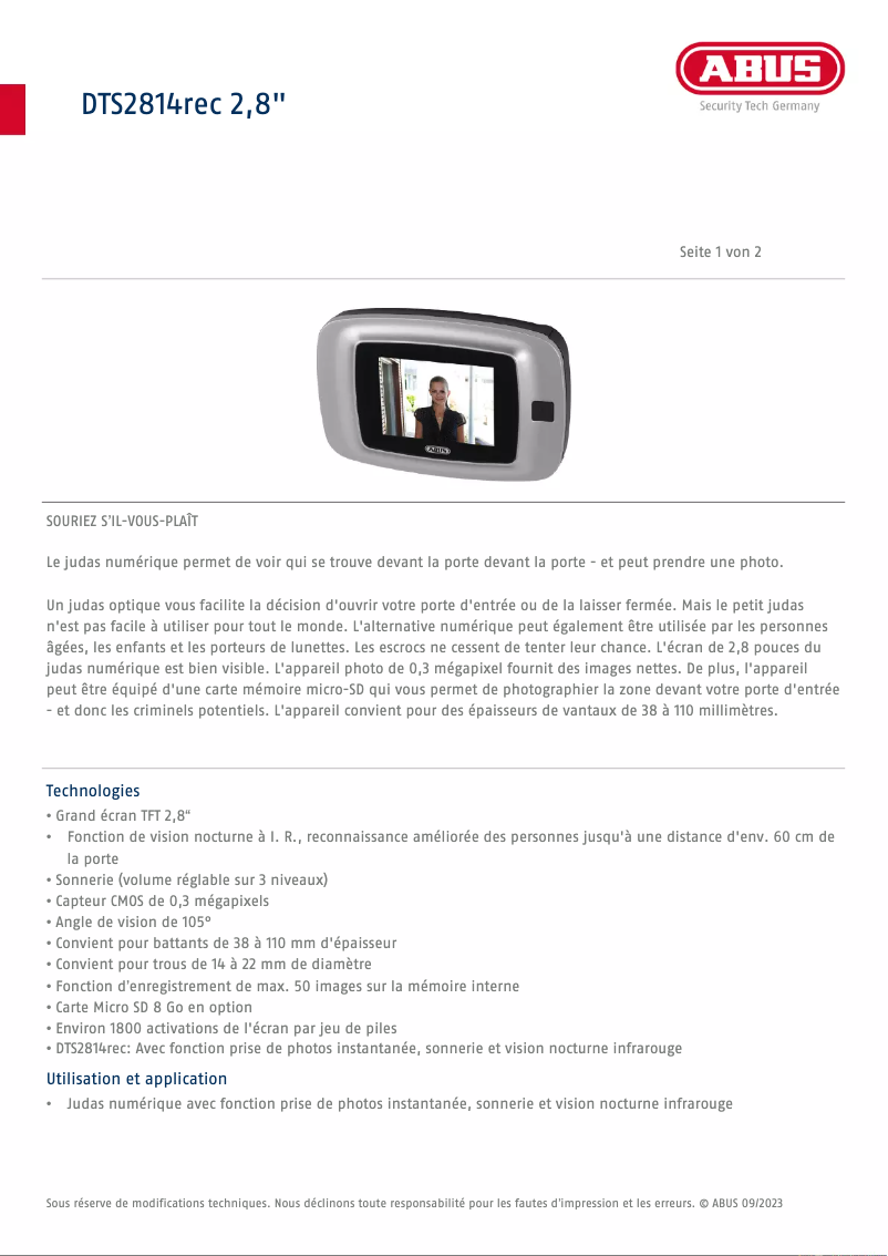 Image de la première page du manuel de l'appareil DTS2814rec