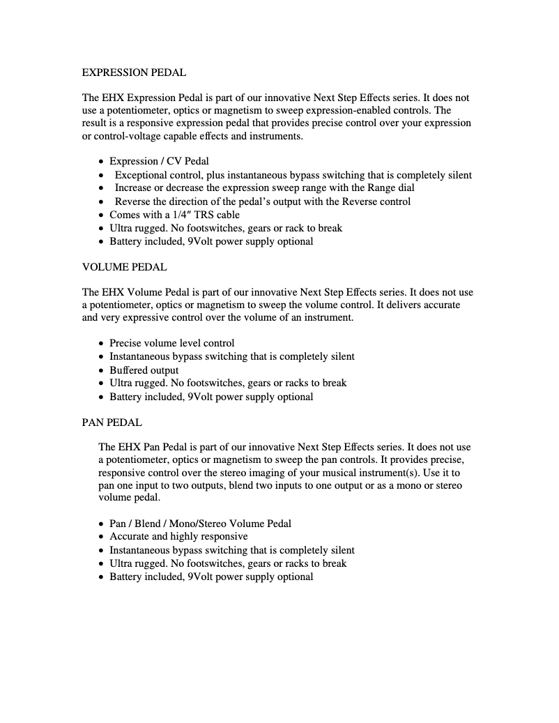 Imagen de la primera página del manual del dispositivo Next Step Expression Pedal