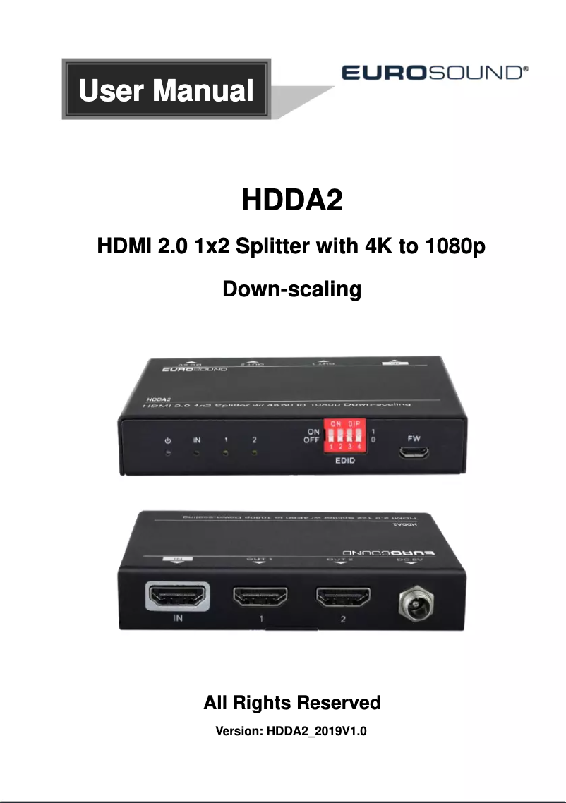 Page 1 de la notice Manuel utilisateur Eurosound HDDA2