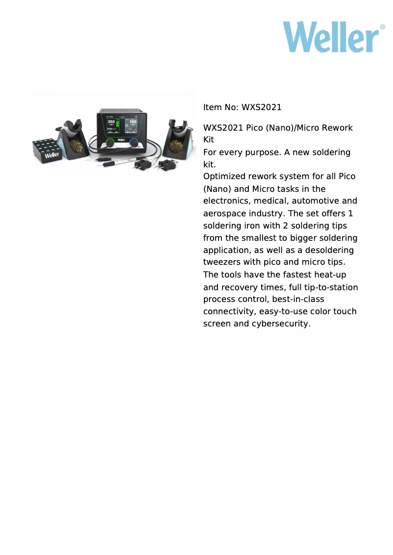 Page n°1 - Fiche technique Weller WXS2021