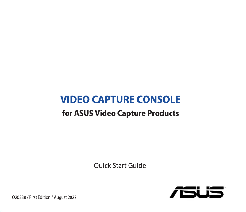 Page 1 de la notice Guide de démarrage rapide Asus TUF Gaming Capture Box-CU4K30