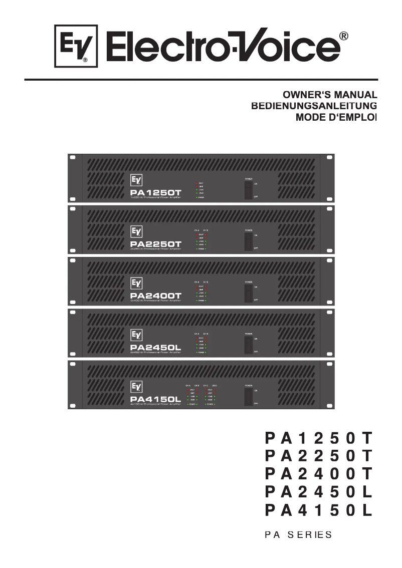 Image de la première page du manuel de l'appareil PA2450L