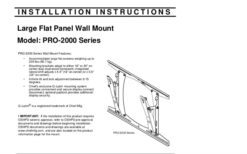 Page 1 de la notice Manuel utilisateur Chief PRO2000B