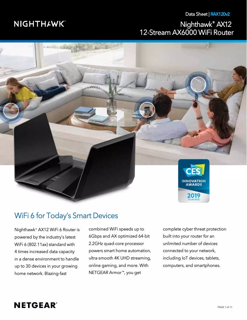Page 1 de la notice Fiche technique Netgear Nighthawk RAX120v2