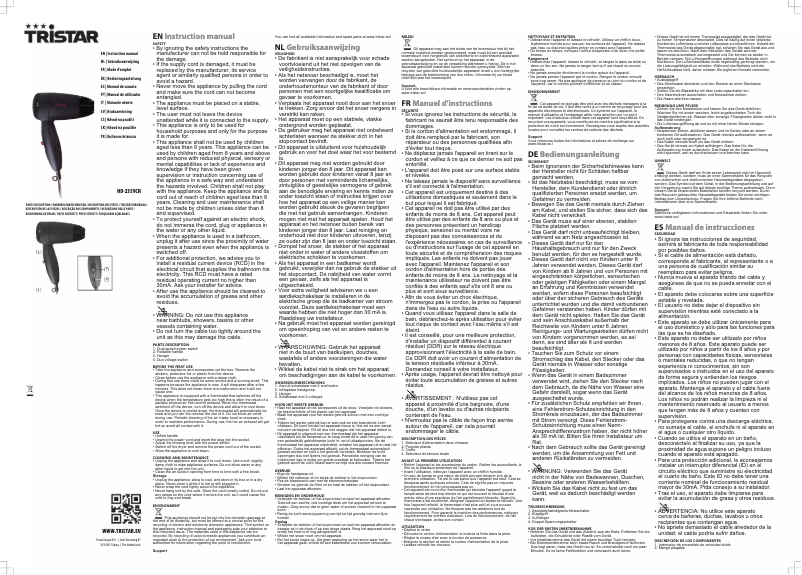 Image de la première page du manuel de l'appareil HD-2359CH