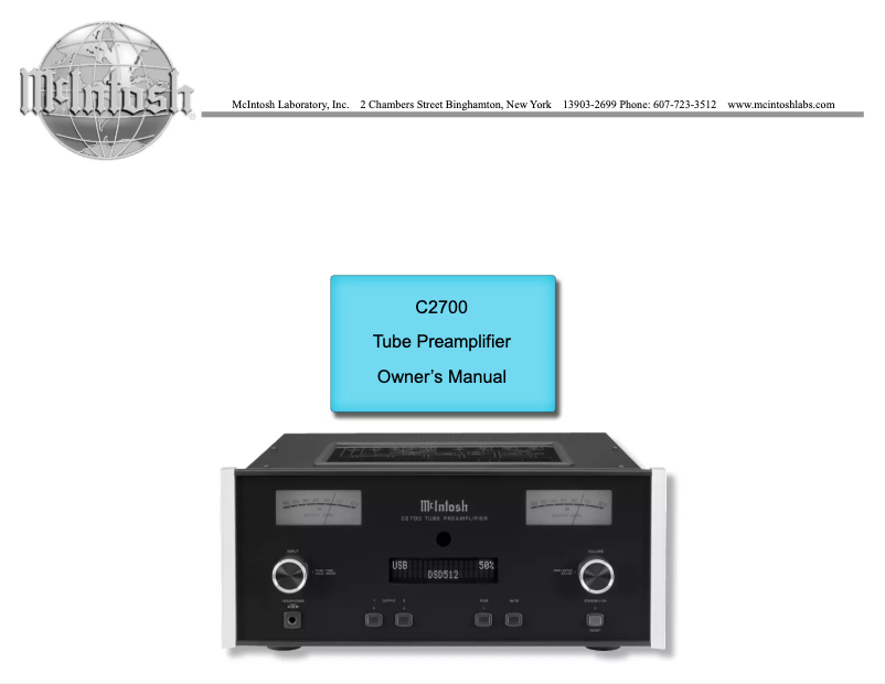 Page n°1 - Manuel utilisateur McIntosh C1100T