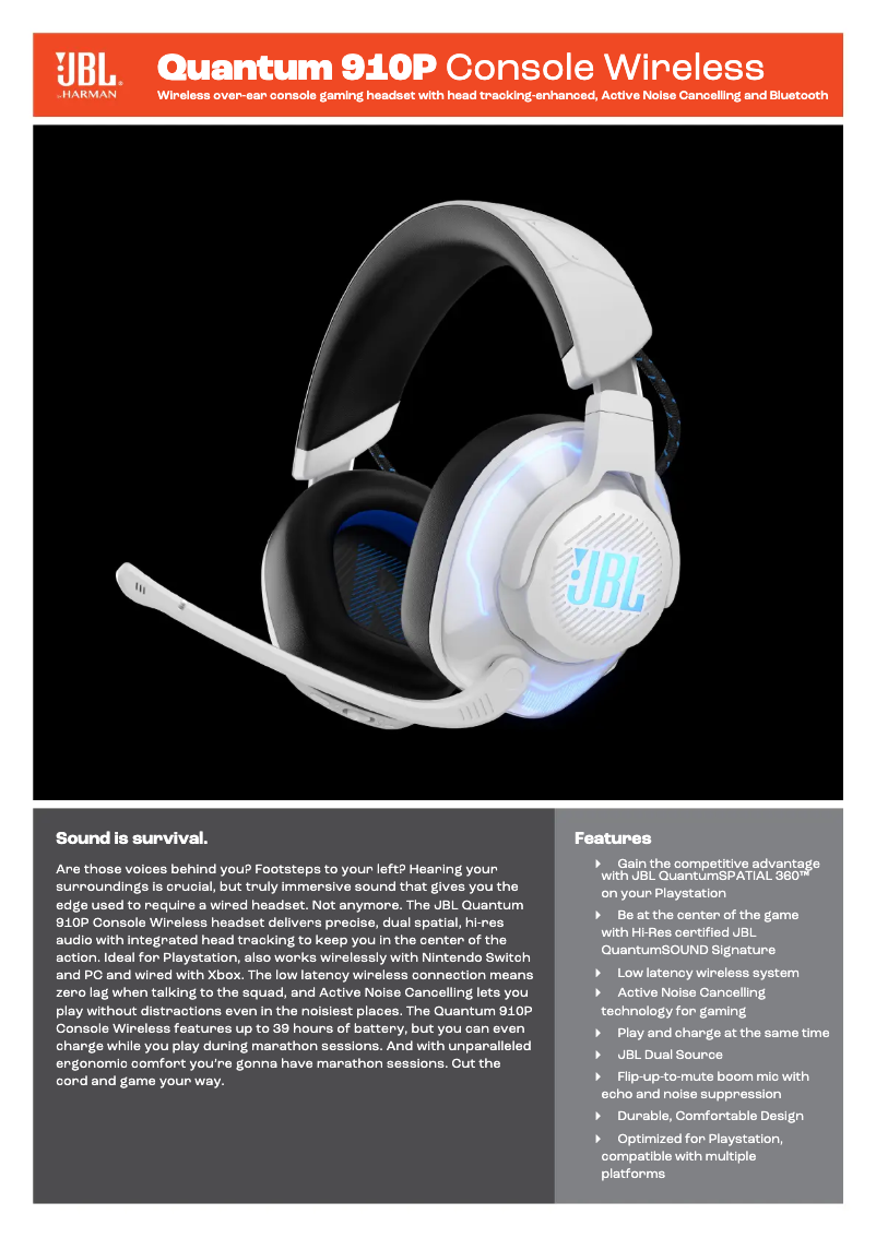 Page n°1 - Fiche technique JBL Quantum 910P Console Wireless