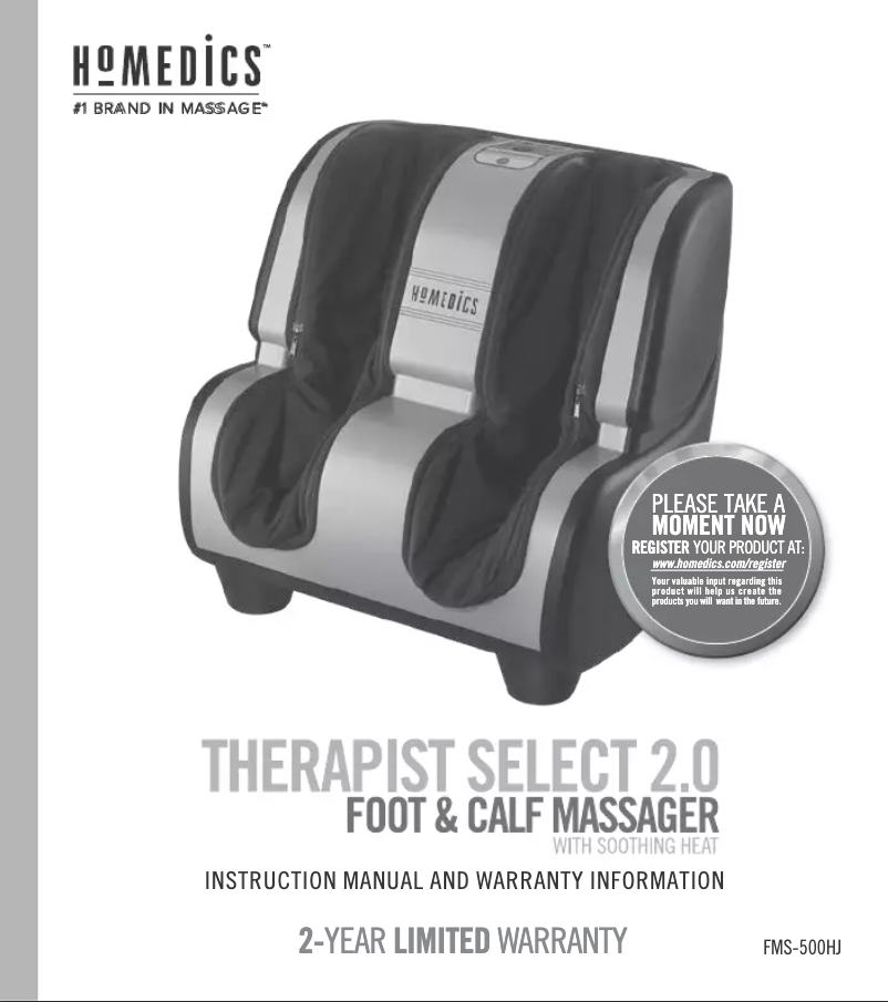 Page n°1 - Manuel utilisateur Homedics FMS-500HJ