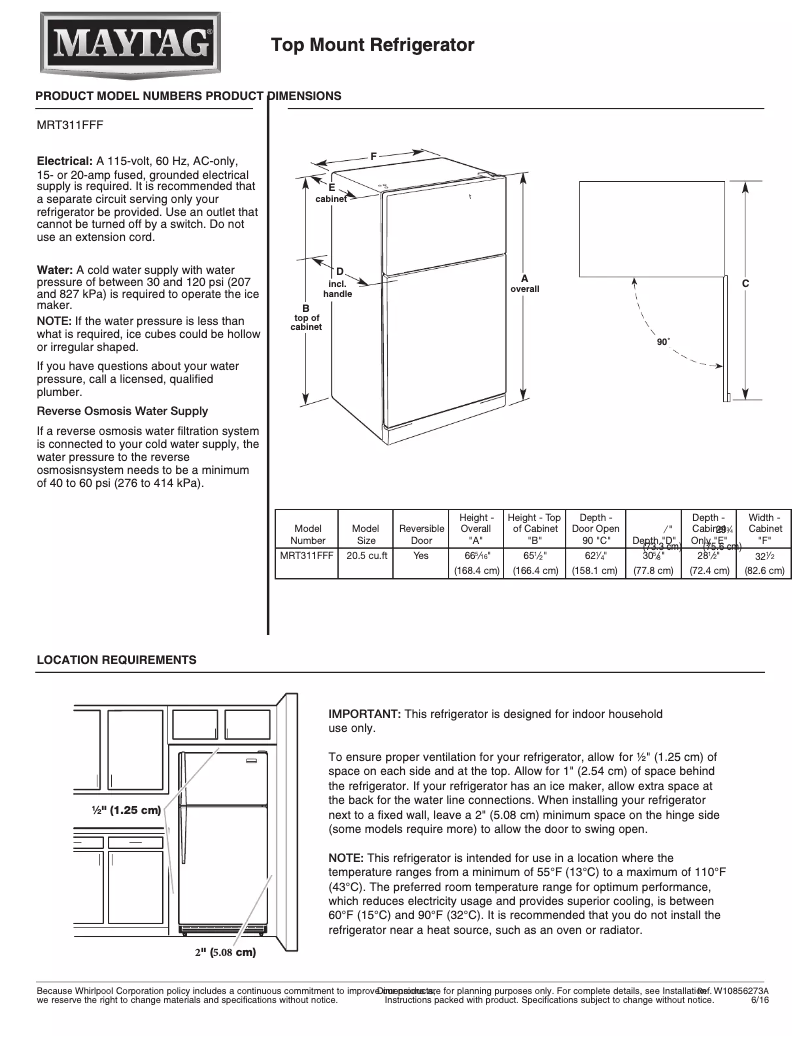 Page 1 de la notice Mode d'emploi Maytag MRT311FFF