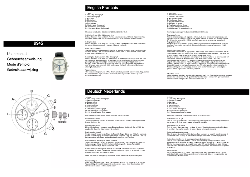Page n°1 - Manuel utilisateur Davis 9945