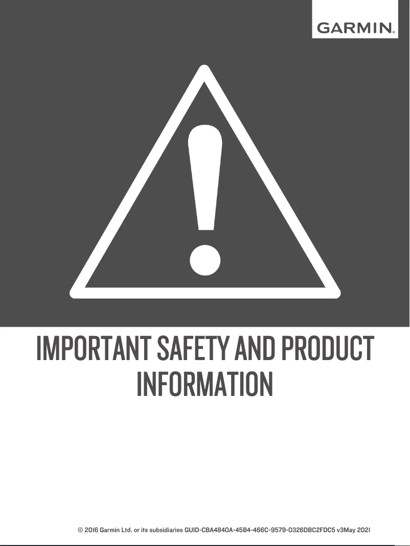 Page n°1 - Instructions de sécurité Garmin Approach G3
