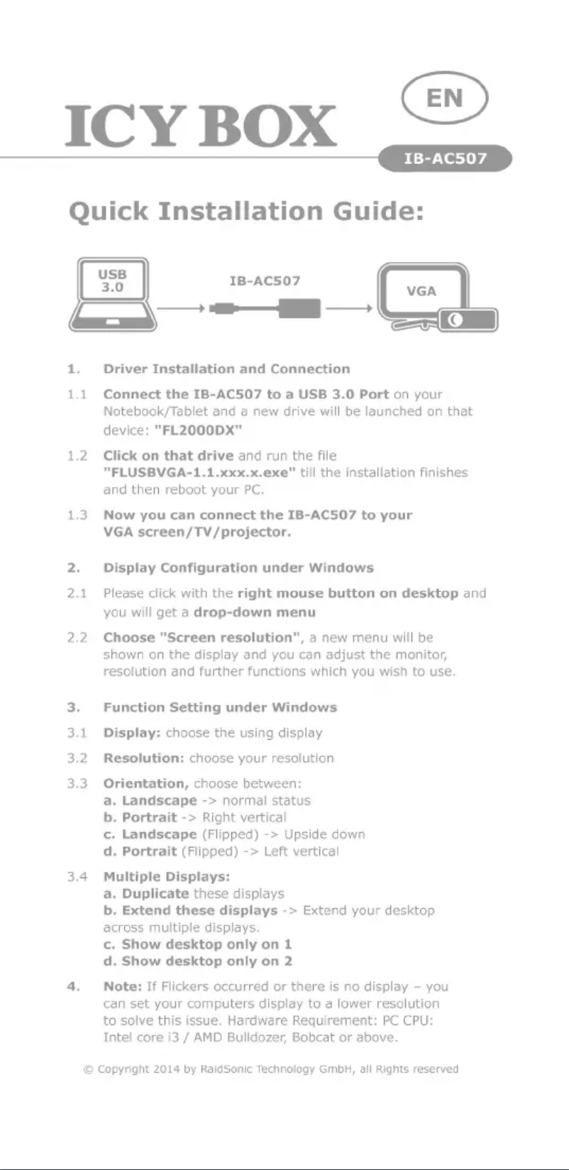 Page 1 de la notice Manuel utilisateur Raidsonic IB-AC507