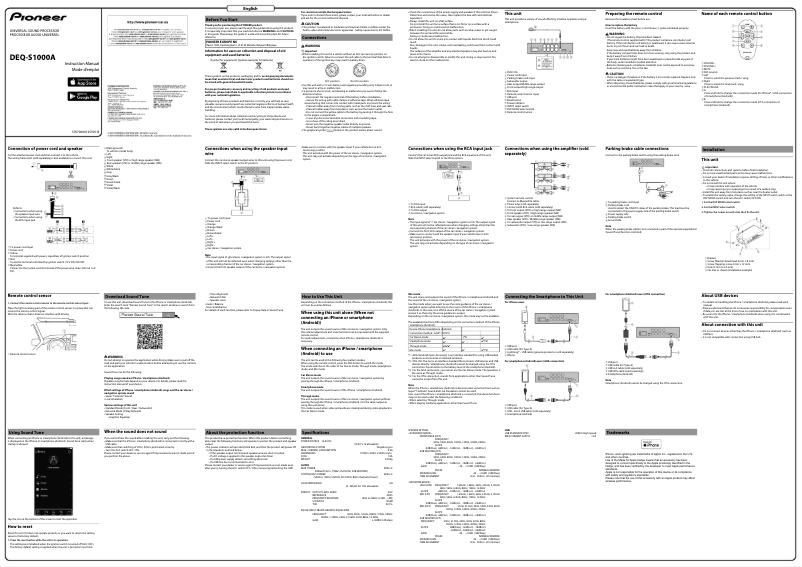 Image de la première page du manuel de l'appareil DEQ-S1000A