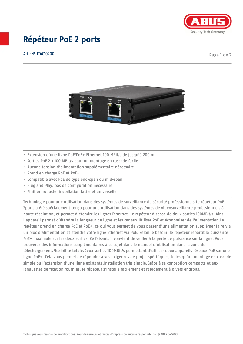 Imagen de la primera página del manual del dispositivo ITAC10200
