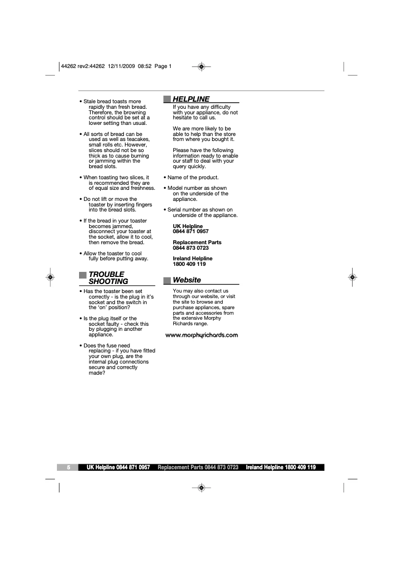 Page 1 de la notice Manuel utilisateur Morphy Richards Accents 44261