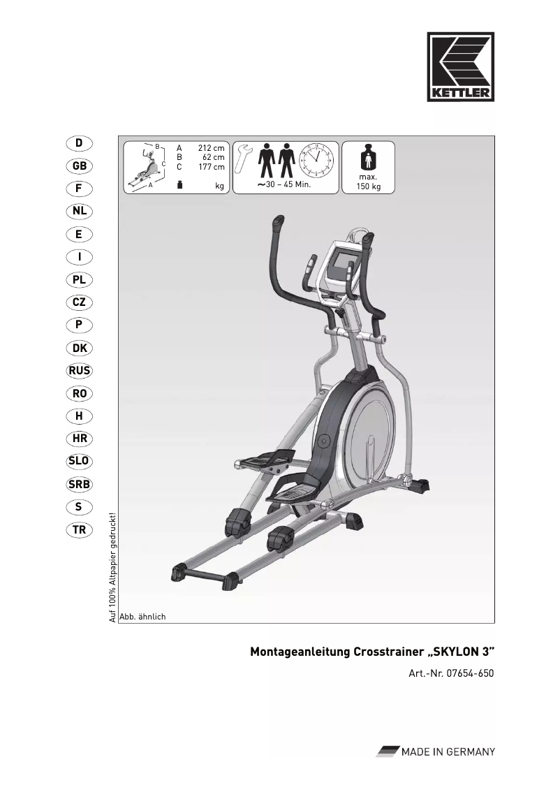 Page 1 de la notice Manuel utilisateur Kettler SKYLON 3