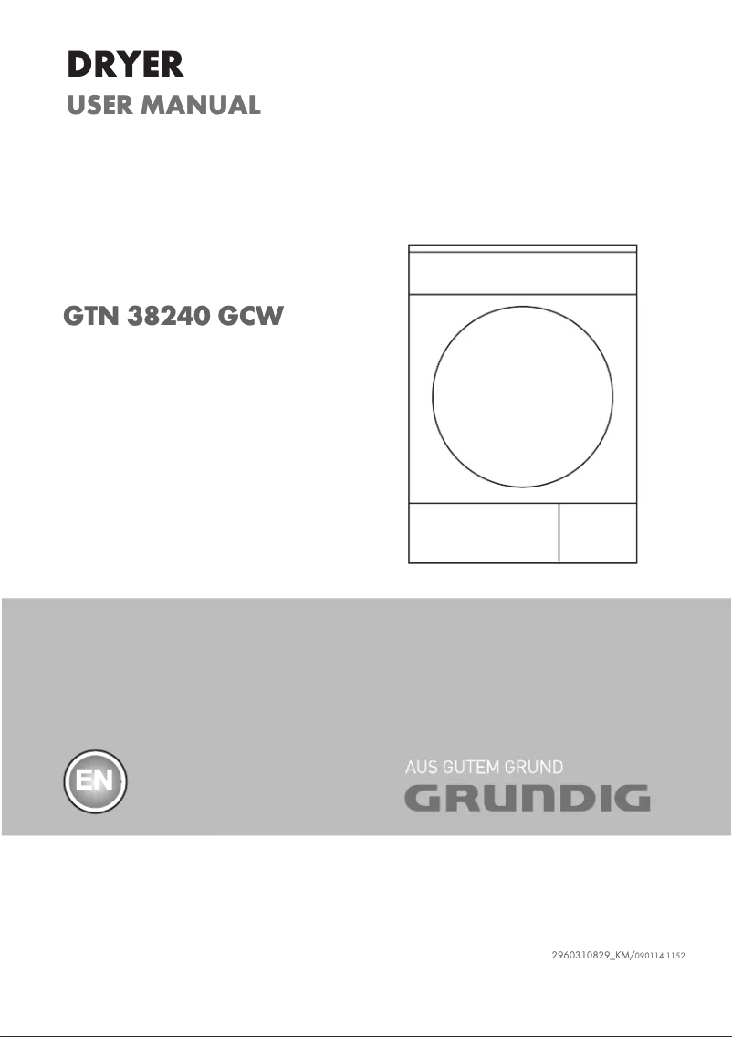 Image de la première page du manuel de l'appareil GTN38240GC