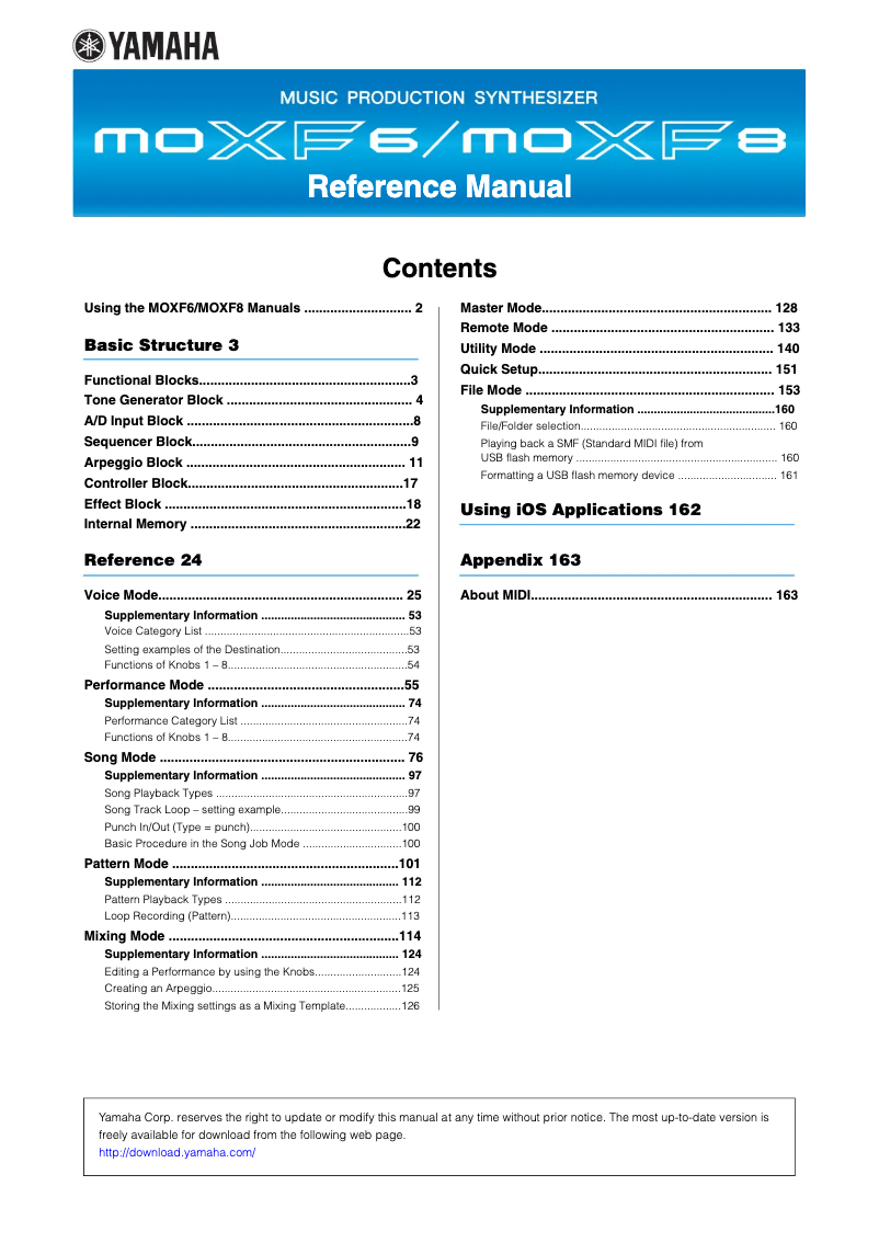 Image de la première page du manuel de l'appareil MOXF8