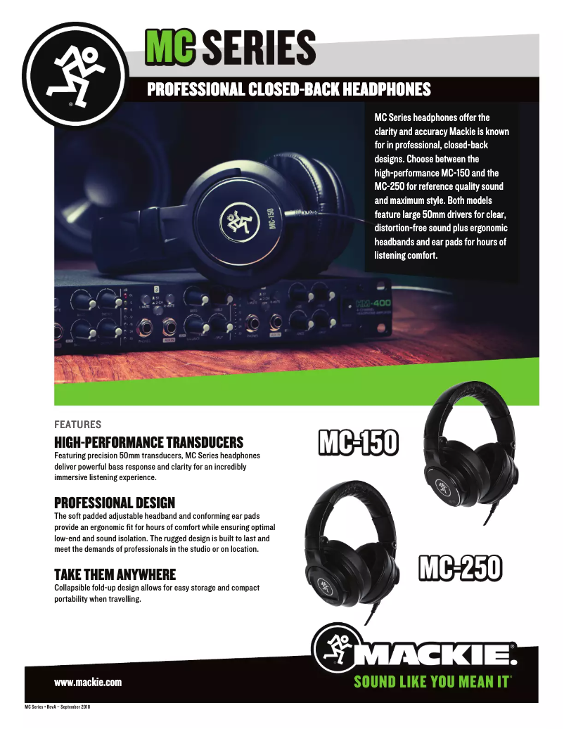 Page n°1 - Fiche technique Mackie MC-150