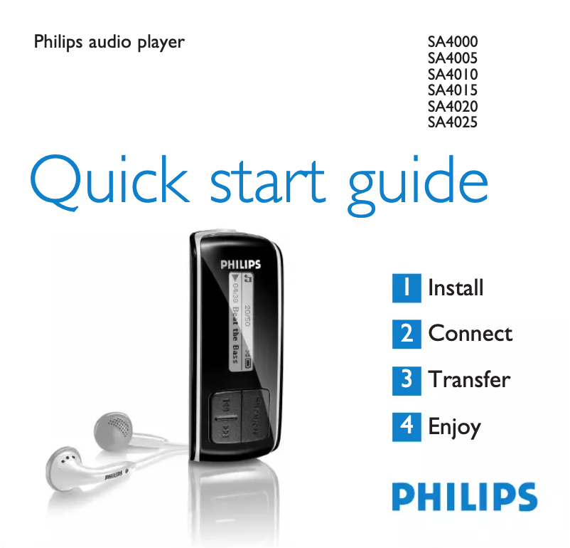Page n°1 - Guide de démarrage rapide Philips SA4020