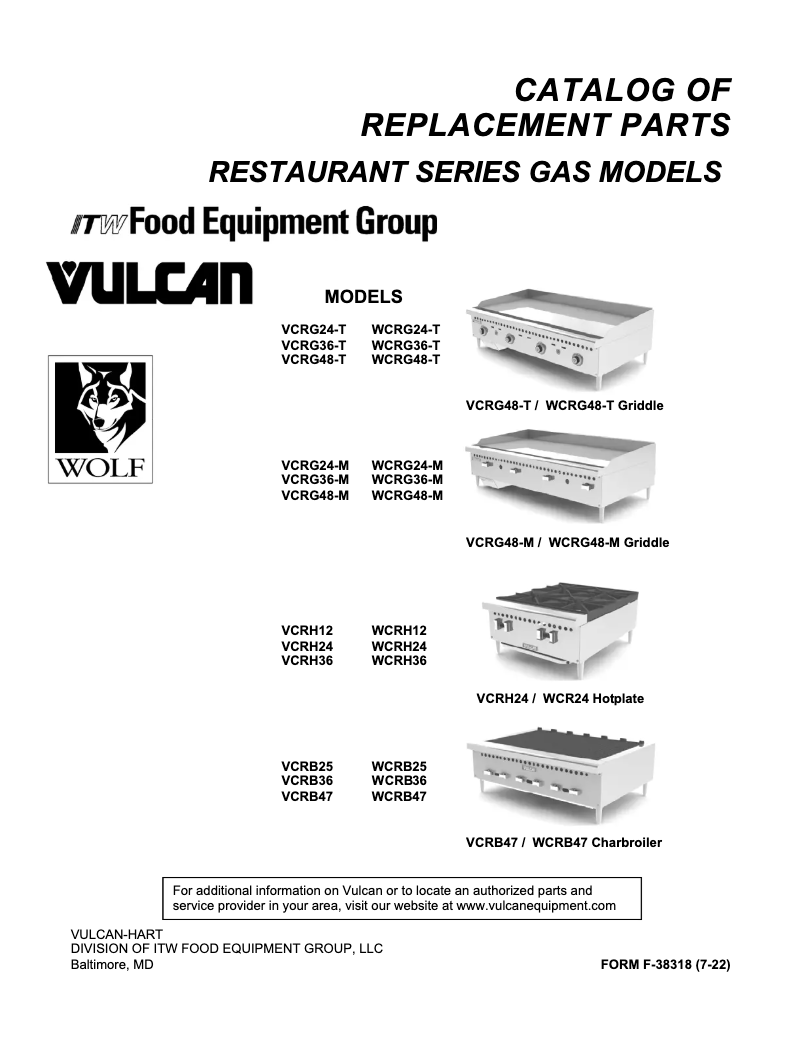 Page 1 de la notice Catalogue Vulcan VCRG36-T