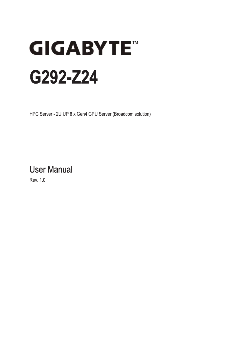 Page 1 de la notice Manuel utilisateur Gigabyte G292-Z24