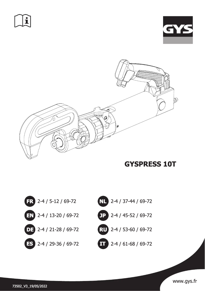 Page n°1 - Manuel utilisateur GYS Gyspress 10T