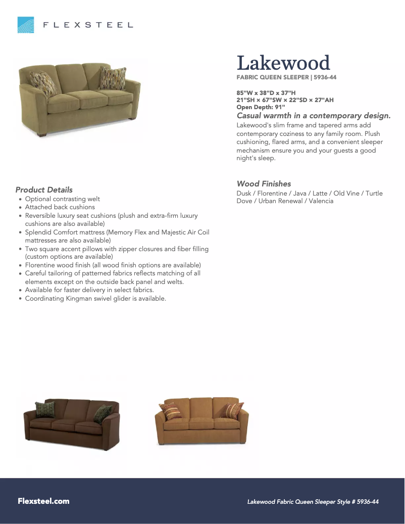 Page 1 de la notice Manuel utilisateur Flexsteel Lakewood 5936-44